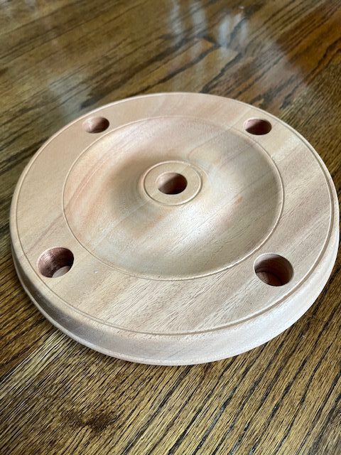 An almost-done wooden advent wreath